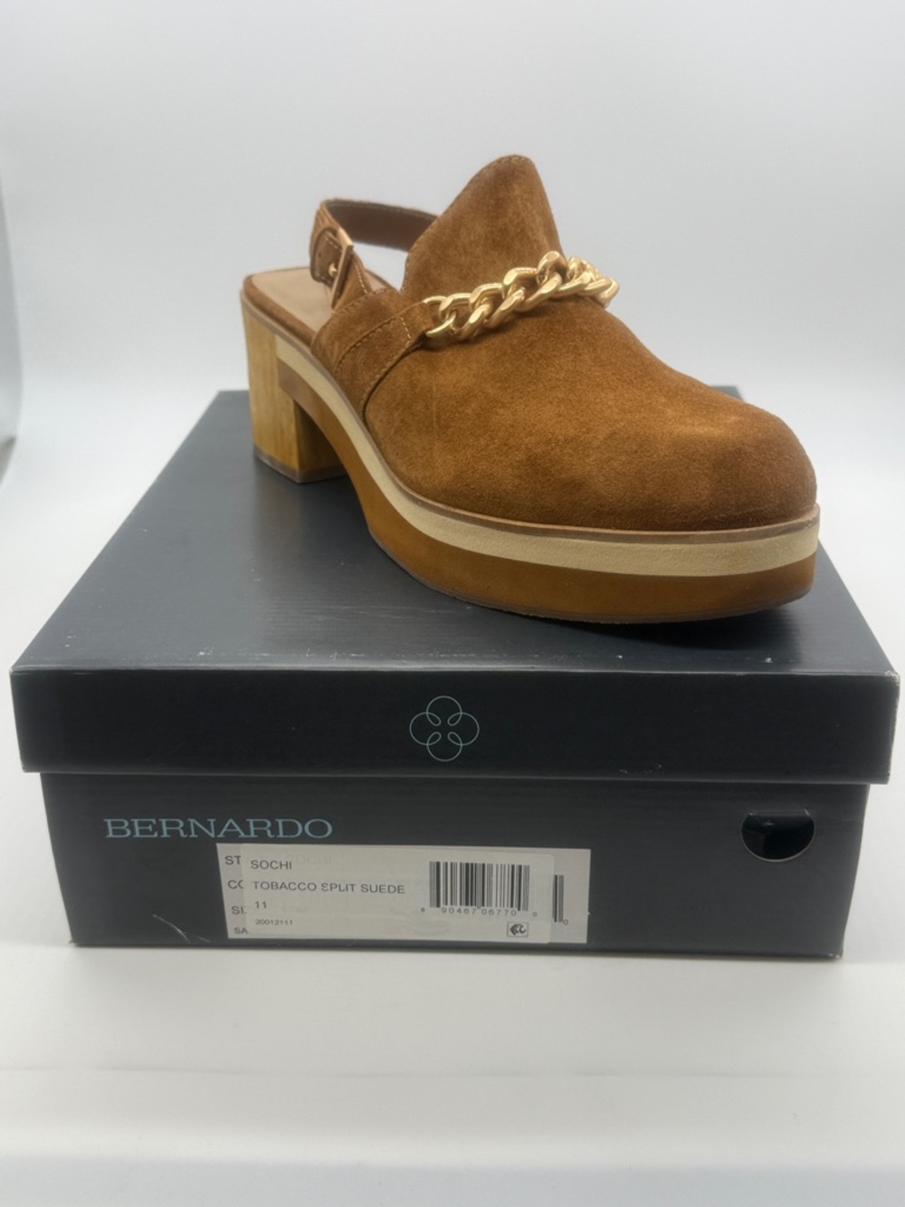 Bernardo Sochi Suede Chain Slingback Clog